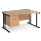 Maestro Cantilever Leg Wave Desk with Two Drawer Pedestal